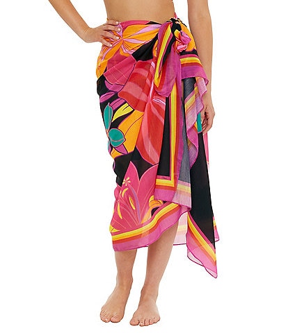 Trina Turk Solar Floral Print Wrap Skirt Pareo Cover-Up