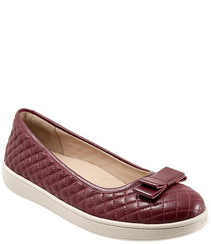 Trotters Anna Quilted Leather Bow Detail Slip-Ons