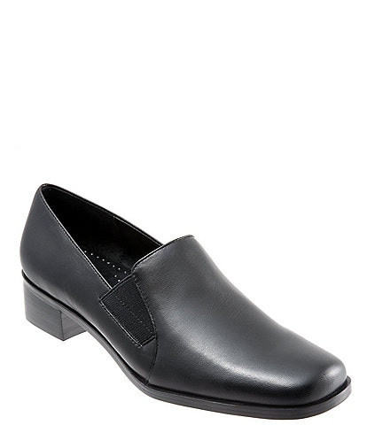 Trotters Ash Leather Slip-On Block Heel Loafers