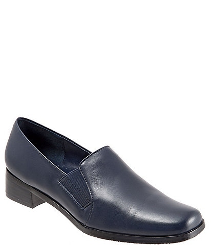 Trotters Ash Leather Slip-On Block Heel Loafers