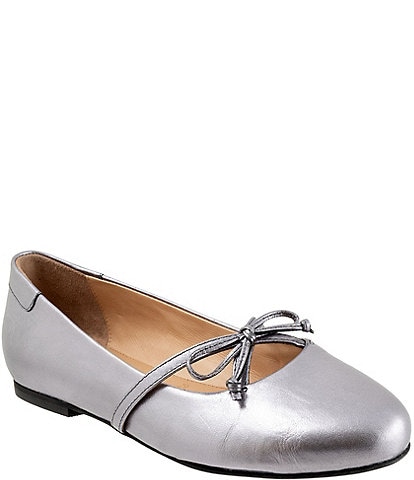 Trotters Carissa Leather Bow Strap Ballerina Flats