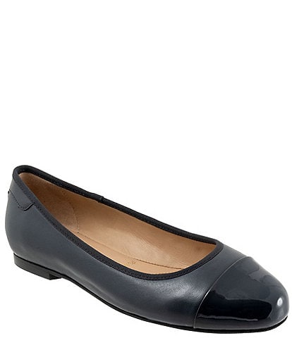 Trotters Clara Leather Patent Cap Toe Flats