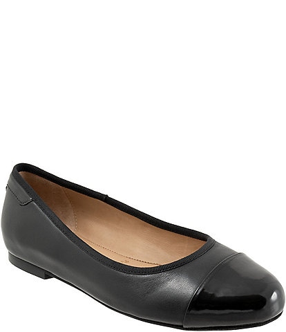 Trotters Clara Leather Patent Cap Toe Flats