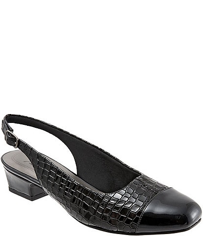 Trotters Dea Crocodile Leather Slingback Pumps