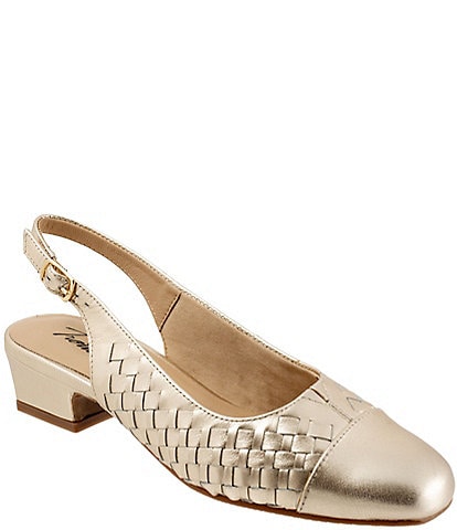 Trotters Dea Woven Leather Slingback Pumps