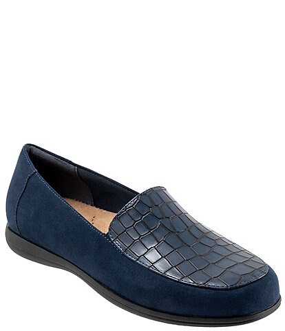 Trotters Deanna Crocodile Embossed Accent Slip-On Loafers