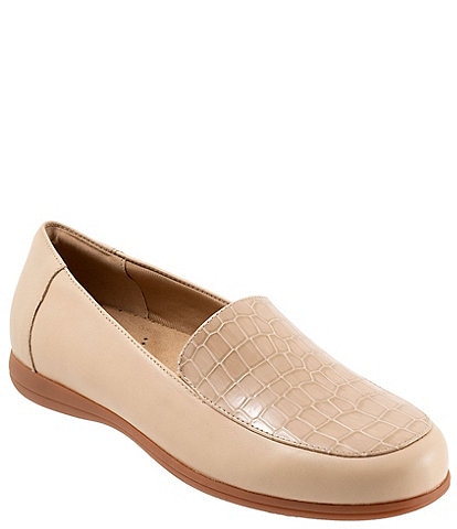Trotters Deanna Leather Crocodile Embossed Accent Slip-On Loafers