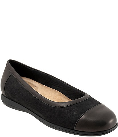 Trotters Delmara Nubuck Suede Cap Toe Slip On Flats