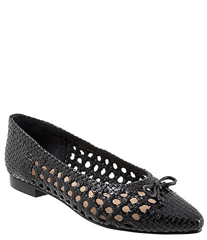Trotters Edith Woven Leather Bow Flats