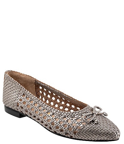 Trotters Edith Woven Leather Bow Flats