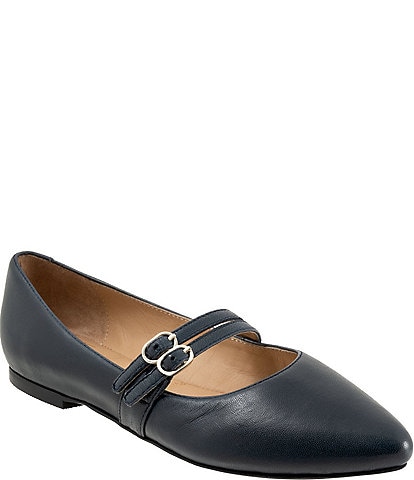 Trotters Emerald Leather Double Strap Mary Jane Flats