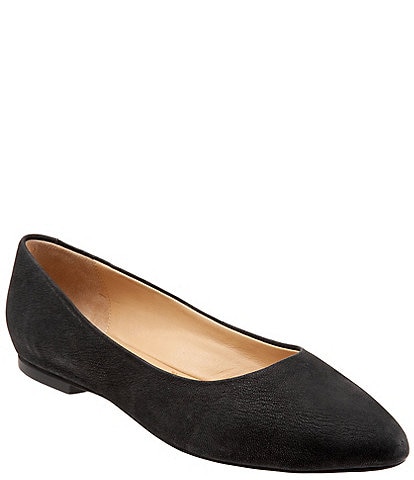 Trotters Estee Nubuck Leather Pointed Toe Ballet Flats