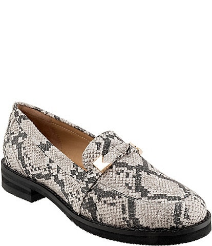 Trotters Femi Snake Print Leather Loafers