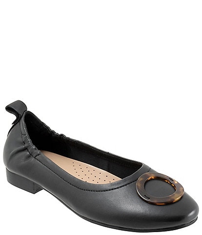 Trotters Gia Tortoise Ornament Leather Slip-On Flats
