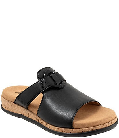 Trotters Ginnie Leather Cork Wedge Slide Sandals