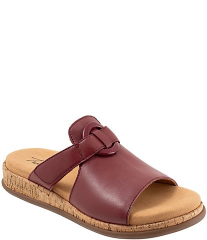 Trotters Ginnie Leather Cork Wedge Slide Sandals