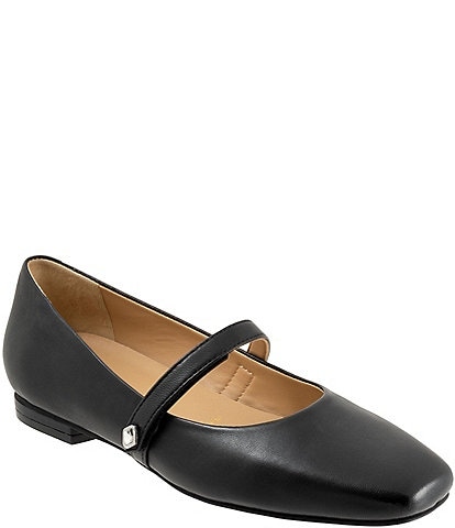 Trotters Hazel Leather Square Toe Mary Jane Flats