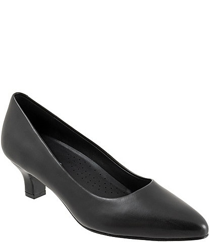 Trotters Kate Leather Pointed Toe Kitten Heel Pumps