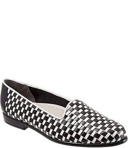 Trotters Liz Woven Leather And Patent Slip-On Loafers