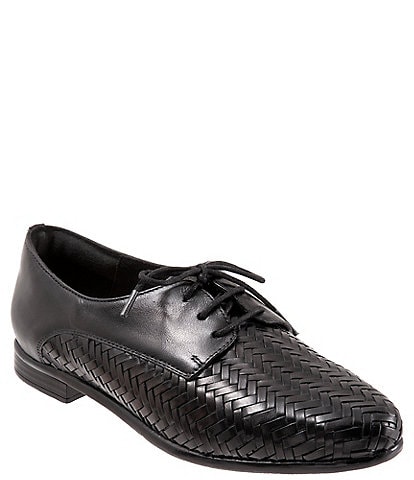 Trotters Lizzie Herringbone Woven Leather Lace-Up Dress Oxfords