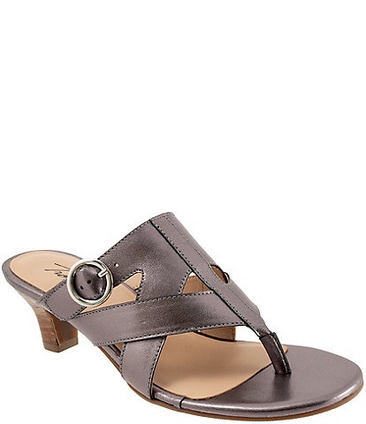 Trotters Nikki Leather Kitten Heel Thong Slides