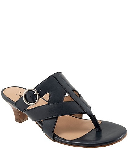 Trotters Nikki Leather Kitten Heel Thong Slides