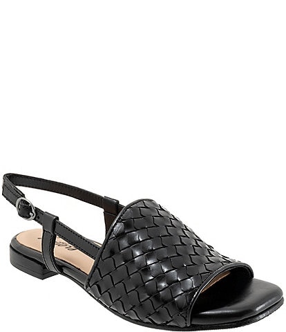 Trotters Nola Leather Woven Flat Sandals