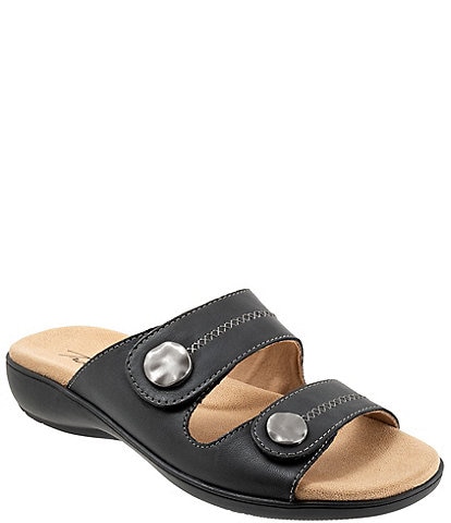Trotters Ruthie Stitch Leather Adjustable Slide Sandals