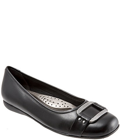 Trotters Sizzle Leather Metal Ornament Buckle Ballet Flats