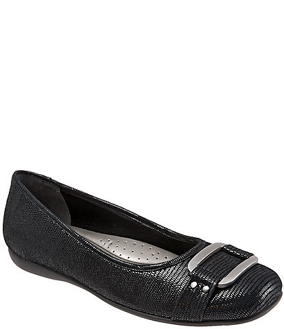 Trotters Sizzle Patent Suede Lizard Printed Leather Ballet Flats