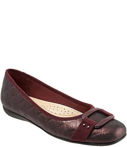 Trotters Sizzle Quilted Leather and Suede Ballerina Flats
