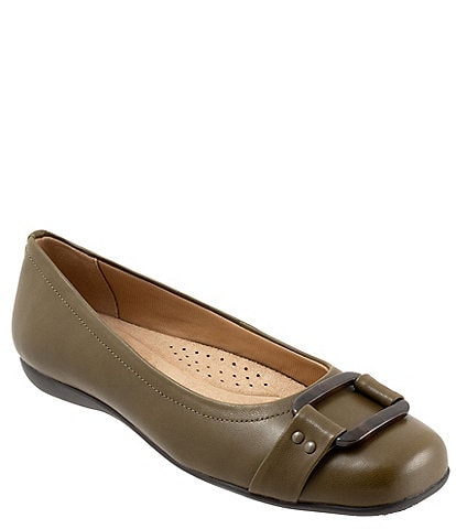 Trotters Sizzle Signature Leather Buckle Ornament Slip-On Flats