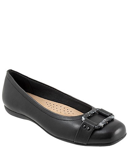 Trotters Sizzle Signature Leather Buckle Ornament Slip-On Flats