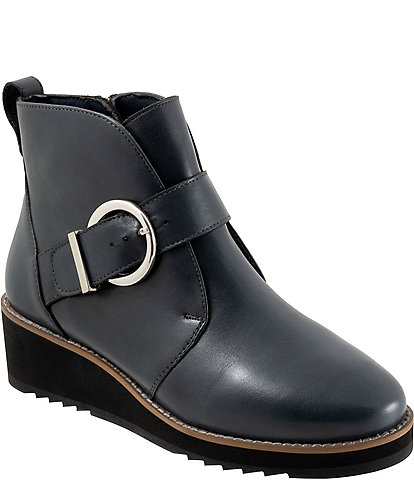 Trotters Wendi Leather Platform Wedge Booties