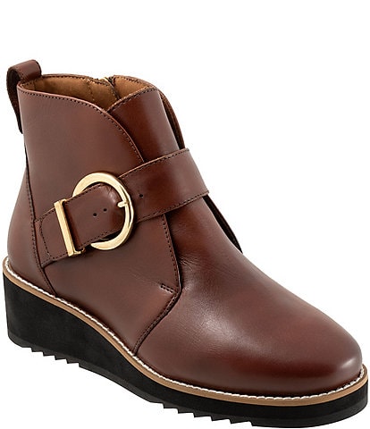 Trotters Wendi Leather Platform Wedge Booties