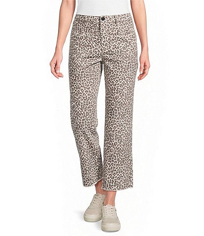Tru Luxe Jeans Canvas Leopard Print Wide Leg Crop Jeans