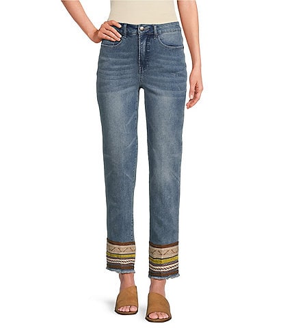 Tru Luxe Jeans Denim Ribbon Trim Ankle Jean