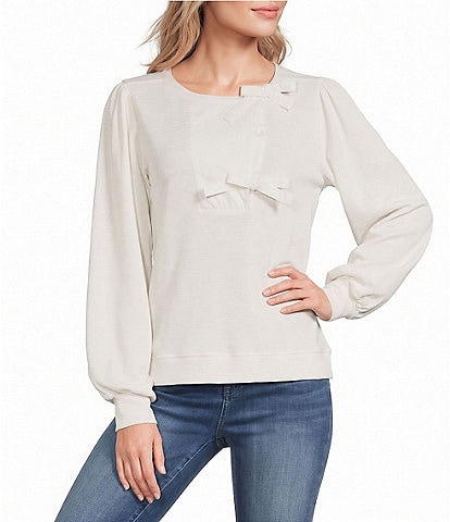 Tru Luxe Jeans Round Neck Long Sleeve Blouse
