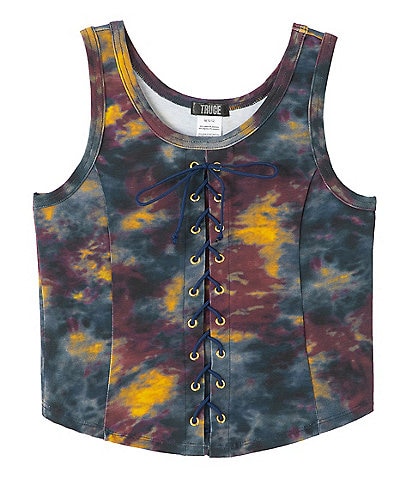 Truce Big Girls 7-16 Lace Up Front Tie-Dye Tank Top