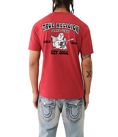 True Religion Arch Buddha Vintage Flock Graphic T-Shirt