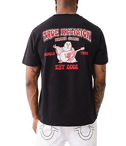 True Religion Arch Buddha Vintage Flock Graphic T-Shirt
