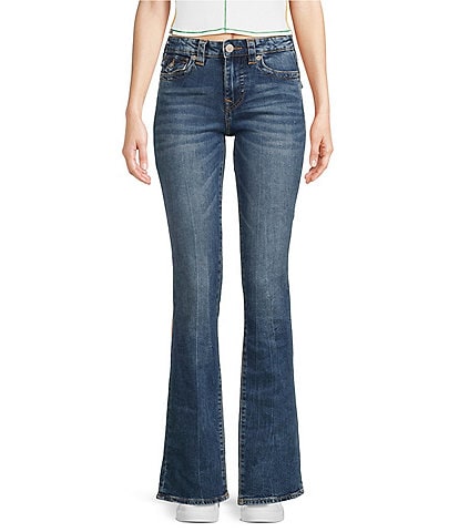 True Religion Becca Mid Rise Bootcut Flap Pocket Stretch Denim Jeans