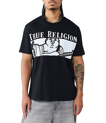 True Religion Checkered Buddha Short Sleeve T-Shirt
