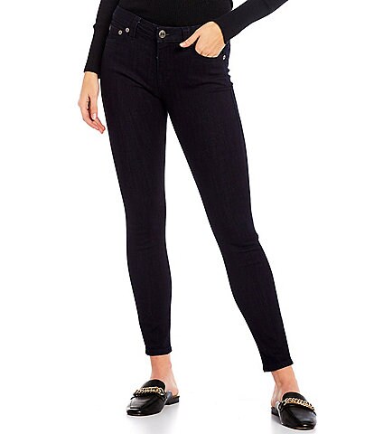 True Religion Crystal Jennie Becca Mid Rise Signature Horseshoe Stitch Back Pocket Skinny Jeans