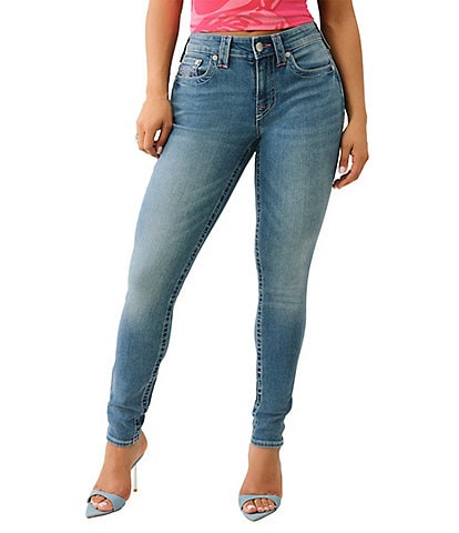 True Religion Jennie "I Love Embroidered" Mid Rise Skinny Stretch Denim Jeans
