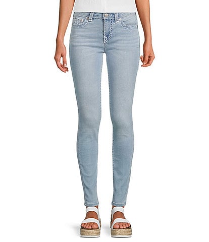 True Religion Jennie Mid Rise Super Skinny Horseshoe Back Pocket Stretch Denim Jeans