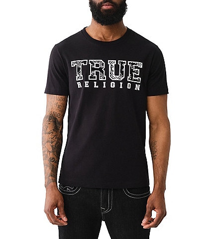 True Religion Paisley Flocked Logo Short Sleeve Graphic T-Shirt