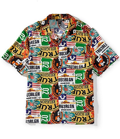 True Religion Short Sleeve All Over Print Camp Shirt
