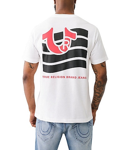 True Religion Short Sleeve Horseshoe Flag Printed Graphic T-Shirt