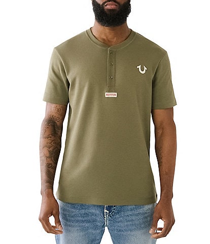 True Religion Short Sleeve Interlock Henley T-Shirt